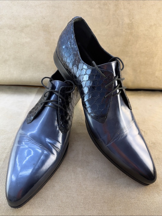 JO GHOST Other - Men's Navy Gloss Leather Lace-Up Oxfords
